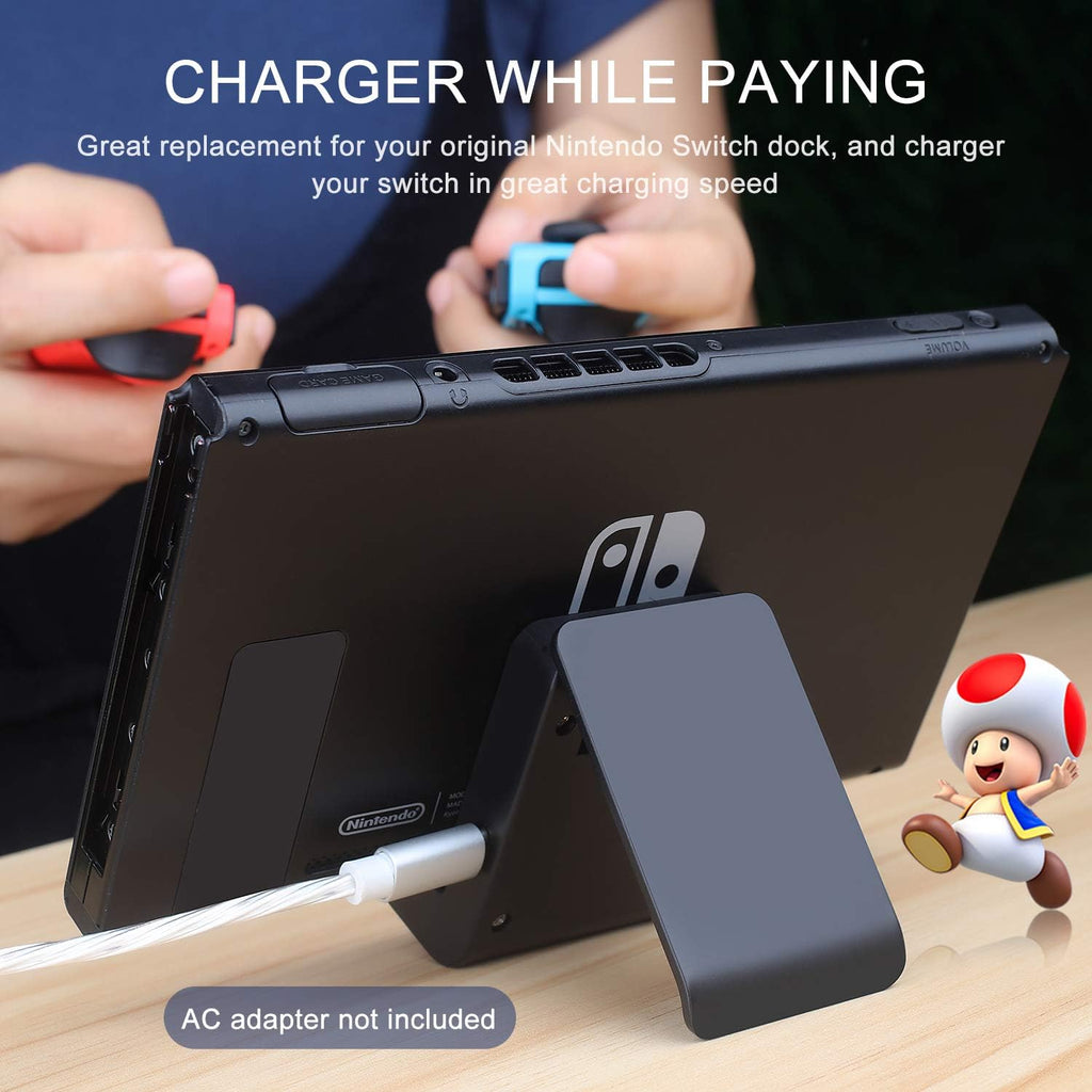Switch Stand for Nintendo,Charging Dock for Switch 2 / Lite/OLED, Portable Adjustable Charging Stand for Nintendo with USB Type C Charger Port(Black) - Image 5