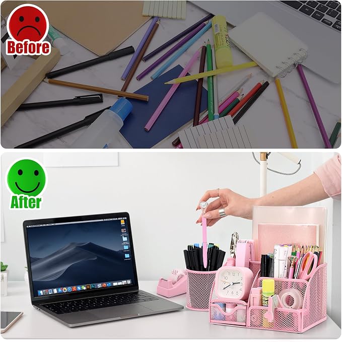 13-in-1 Office Desk Organizer Set for Back to School Supplies Accessories | Organizer Set with Stapler and Tape Dispenser, Pen Holder, Scissors, Ruler, Hole Punch, 2 Pens & More Desk Supplies - Image 9