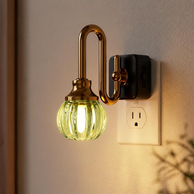 JandCase Night Light, Night Lights Plug into Wall Green Tulip | LED Nightlight, 0-100LM Dimmable Nightlights, Dusk to Dawn Sensor, 1W Vintage Nite Light for Bathroom Hallway Decor, 1 Pack by JandCase