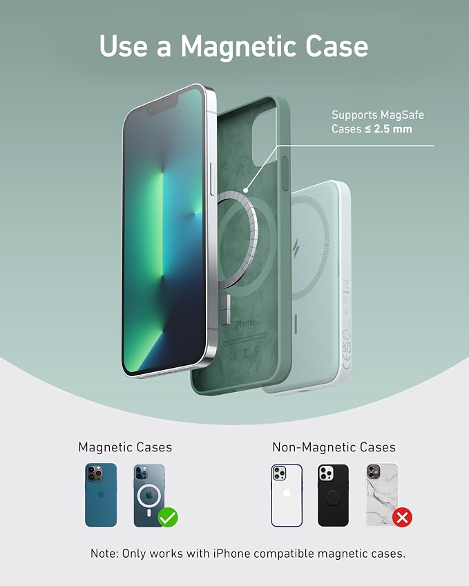 Anker 621 MagGo Power Bank, 5,000mAh Magnetic Portable Charger | Travel Essential Battery Pack with USB-C Cable, Compatible with iPhone 16 / 15 / 14 / 13 / 12 Series - Image 6