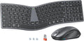 MEETION Wireless Ergonomic Keyboard and Mouse, Split S-Curve Design, Black | Dual Bluetooth and 2.4GHz connectivity, low-profile rechargeable keyboard, 4 DPI mouse for Windows, Mac, PC and laptop by MEETION