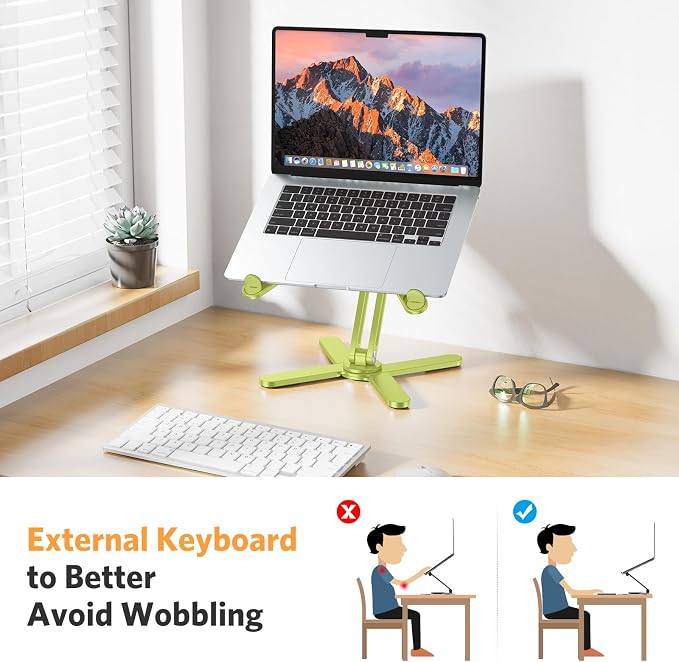 OMOTON LA10 360° Rotating Laptop Stand Riser Foldable for Desk, Citron | Aluminium Aolly, Adjustable Height Angles, Collaborative Work, Easy Storage, Fits Laptops up to 17", for MacBook Pro/Air HP - Image 4