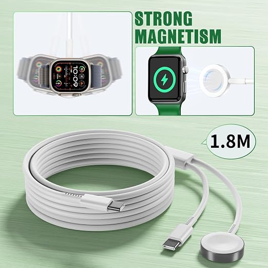 2 in 1 Apple Watch Charger Fast Charging, USB C Magnetic iWatch Charger Cable Cord 6ft and Type C Block Plug for Apple Watch Series Ultra 2/Ultra/11/10/9/8/7/SE/6/5/4/3/2/iPhone 17 16 15 Pro Max/Plus - Image 2