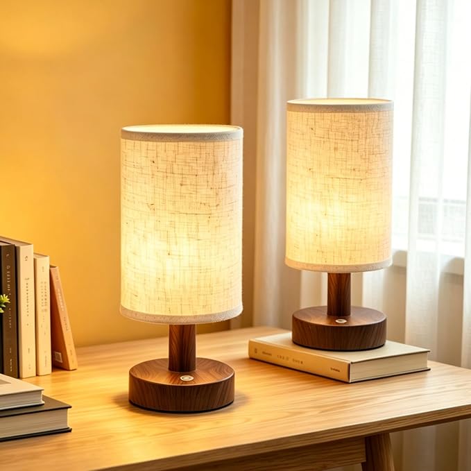 CHLORANTHUS 2 Pack Rechargeable Cordless Table Lamp – 4000mAh Battery Bedside Lamp, Mini Touch Control Dimmable LED Light with 3 Color Modes by CHLORANTHUS