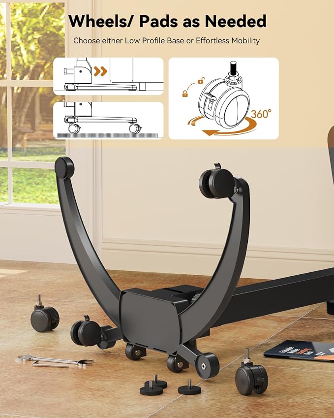 JOY worker Foldable Laptop Desk on Wheels, Adjustable Mobile Standing Desk | Max Height 47.6", 90° Tiltable Top & Base, Portable Height Adjustable Workstation with Lockable Casters, Holds 22lbs, Black - Image 4