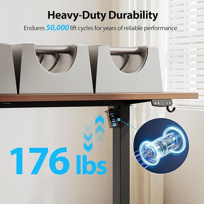 Agilestic 63*28 Inch Height Adjustable Electric Standing Desk, Dark Walnut | Sit Stand Up Computer Desk, Extra Wide desktop, Memory Presets, Stable Steel Frame,154 lbs, Easy Assembly, Splice Board - Image 5