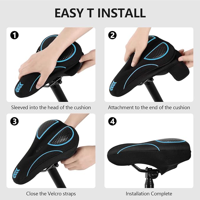 Bike Seat Cushion Gel Padded Bike Seat Cover Extra Soft Comfy for Men Women Comfort,with Peloton Stationary, Exercise, Mountain Bikes, Road & Electric - Image 4
