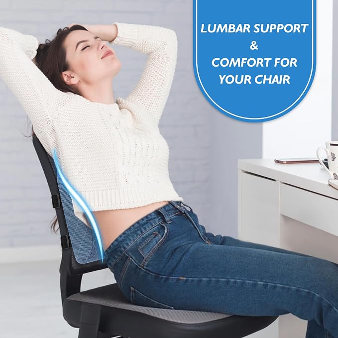 Lumbar Support Pillow for Office Chair, Back Support, Memory Foam | Improve Sitting Posture & Back Pain Relief. Lumbar Pillow Fits Office, Gaming & Car Chairs with Adjustable Dual Straps - Image 7
