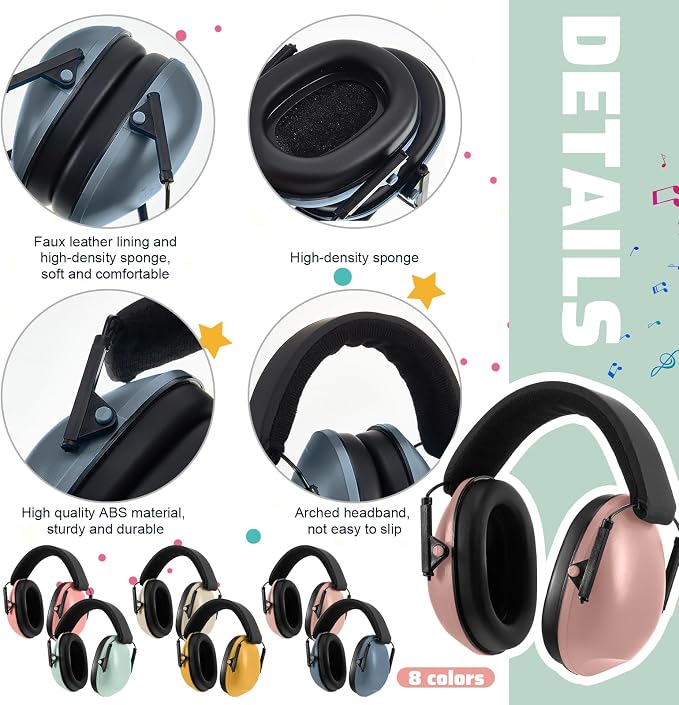 12 Pcs Kids Noise Cancelling Headphones Ear Muffs Boho Style | Ear Protection for Kids Adults 27dB Noise Reduction Hearing Earmuff for Autism Sensory Relief Concerts Fireworks Studying - Image 7