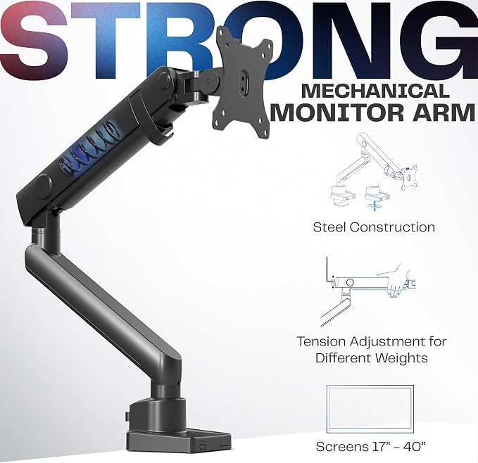VIVO Premium Aluminum Full Motion Single Ultrawide Monitor Desk Mount Stand with Lift Engine Arm, Fits Screens up to 40 inches, STAND-V101BB - Image 3