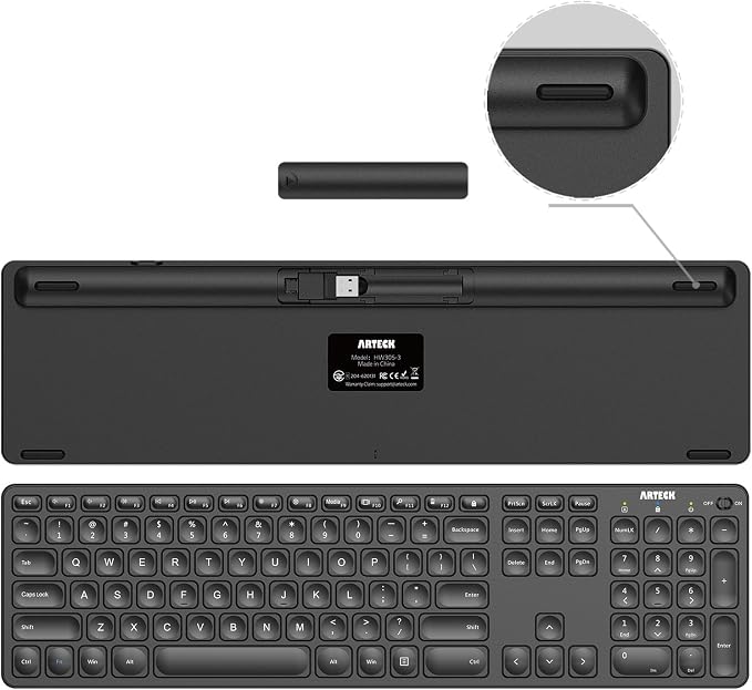 Arteck 2.4G Wireless Keyboard and Mouse Combo Ultra Slim Full Size Keyboard Keyboard and Ergonomic Mice for Computer Desktop PC Laptop and Windows 11/10/8/7 Build in USB-C Rechargeable Battery - Image 2