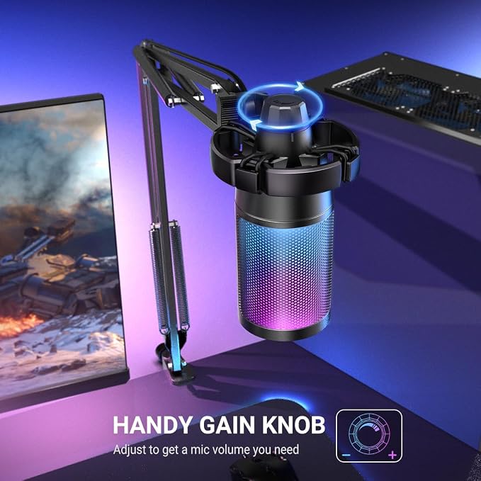FIFINE AmpliGame A6T USB Gaming Microphone Kit, Condenser Mic for Streaming | Mute Button, RGB Indicator, Boom Arm, Gain Control, Pop Filter, Shock Mount, for PC PS4/5 Discord Twitch Podcasts YouTube - Image 6