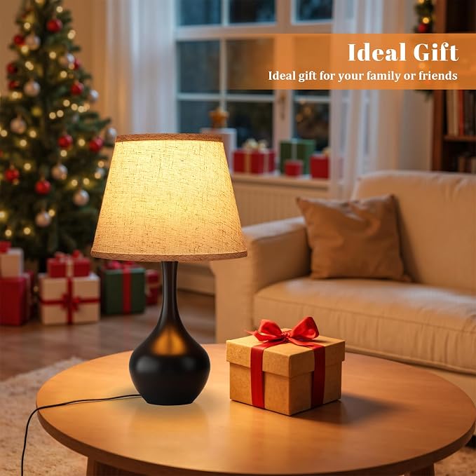 16.1" Touch Table Lamp for Nightstand, 3 Way Dimmable Small Bedroom Lamp | Touch Control, Bulb Included, Black Bedside Lamps for Desk, Night Stands, Living Room, End Table, Corded - Image 3