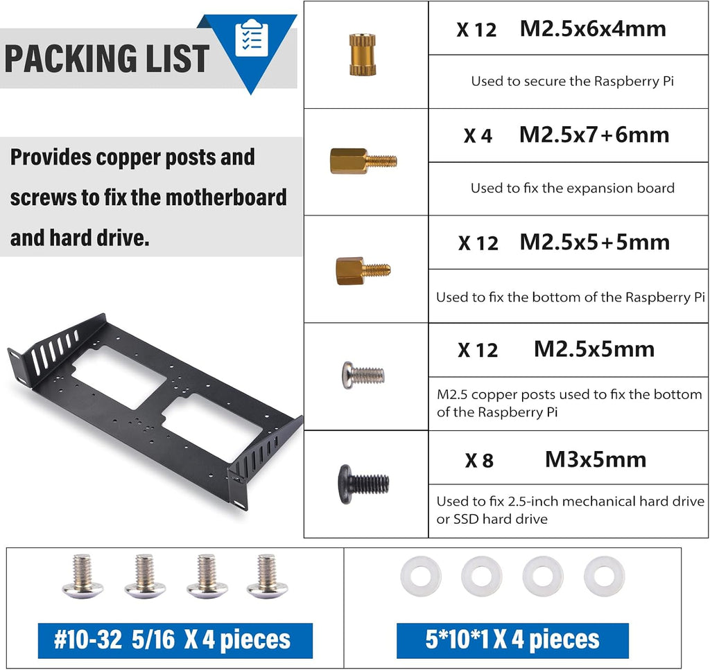 GeeekPi 1U SBC Rack Shelf for 10 inch Server Rack, Supports Raspberry Pi/Jetson Nano/RockPi 5B/Dev Board and 2.5 Inch HDD/SSD, Rack Mount for DeskPi RackMate T1/T0/T2/T0 Plus/T1 Plus/TL1/T1/2 Plus - Image 5