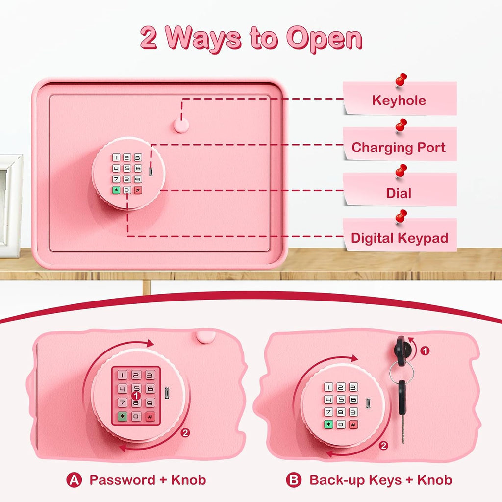 Goldenkey Kids Mini Safe Small Cash Box, Money Security Safe, Piggy Bank - Image 5