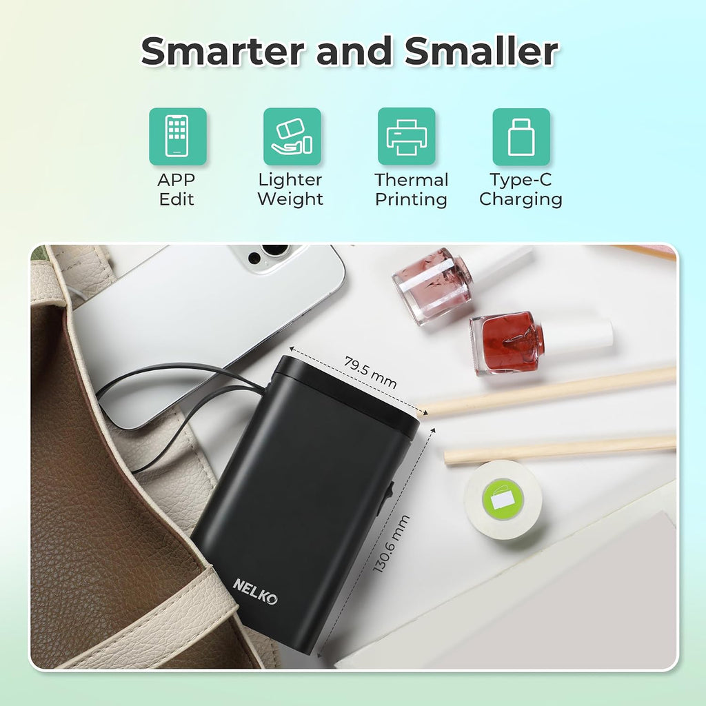 Nelko P21 Label Maker Machine with Tape, Bluetooth Label Printer, Black - Image 4