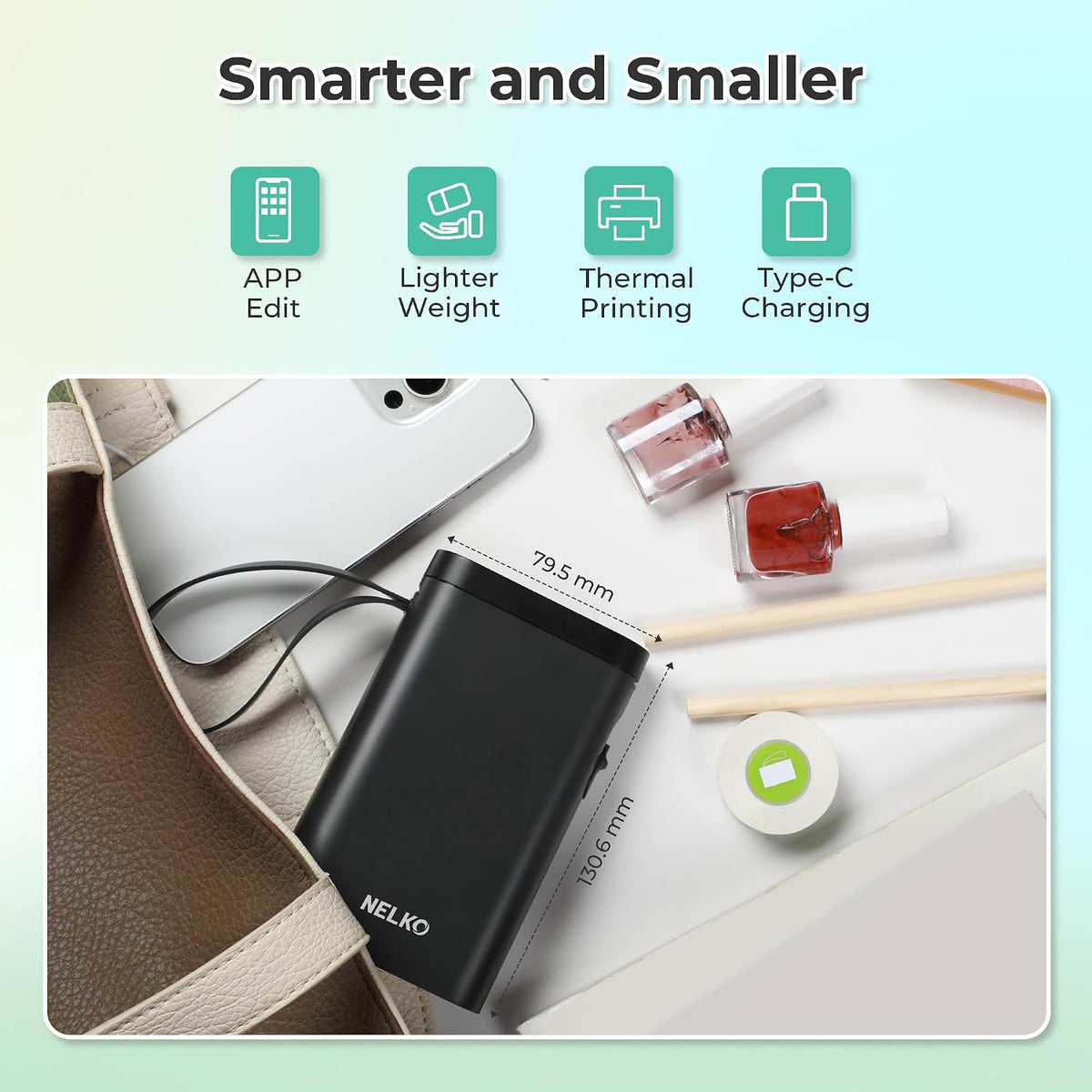 Nelko P21 Label Maker Machine with Tape, Bluetooth Label Printer, Black - Image 4