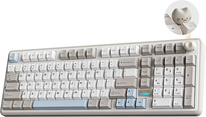 YUNZII B98 PRO 96% Wireless Mechanical Keyboard (Beige, Milk Switch) | QMK/VIA, with Numpad, Dual-Style Knob Design, Creamy Pre-Lubed Switches, Hot Swap, Gasket Mount, RGB for Gaming/Win/Mac by YUNZIIMECHANICALKEYBOARD