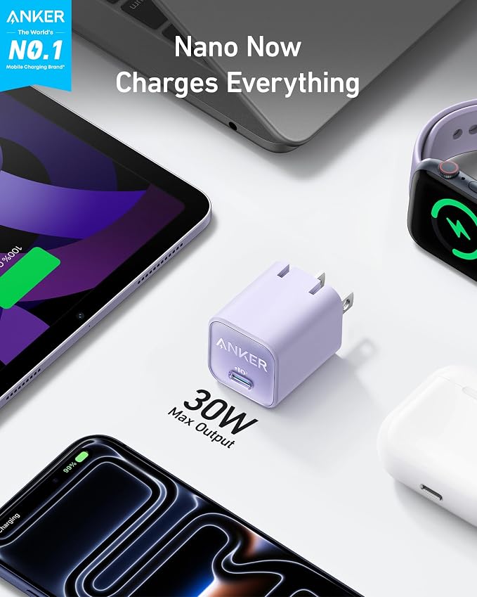 Anker Nano Phone Charger, 30W Portble and Foldable USB C GaN Charger | For iPhone 17/17 Plus/17 Pro Max/16/16 Plus/16 Pro Max/15 Pro Max, Galaxy, iPad, and MagSafe-Compatible Accessories - Image 2