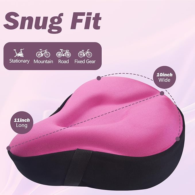 Zacro Bike Seat Cushion - Gel Padded Bike Seat Cover for Men Women Comfort, Extra Soft Exercise Bicycle Seat Compatible with Peloton, Outdoor & Indoor Bike Saddles - Image 2