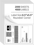 2000 Sheets Half Sheet Shipping Labels,2 Per Page Self Adhesive Mailing Labels,8.5" x 5.5" Sticker for Laser & Inkjet Printers Labels(4000 Labels) by OnlyPaper
