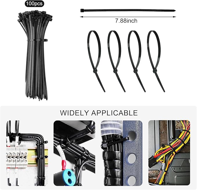 137PCS Cable Management Kit 4 Cable Sleeve Split 100 Cable Zip Ties 10 Cable Clips 15 Adhesive Wall Cable Tie 10 Cable Zip Tie for TV Computer Office Home Under Desk - Image 6