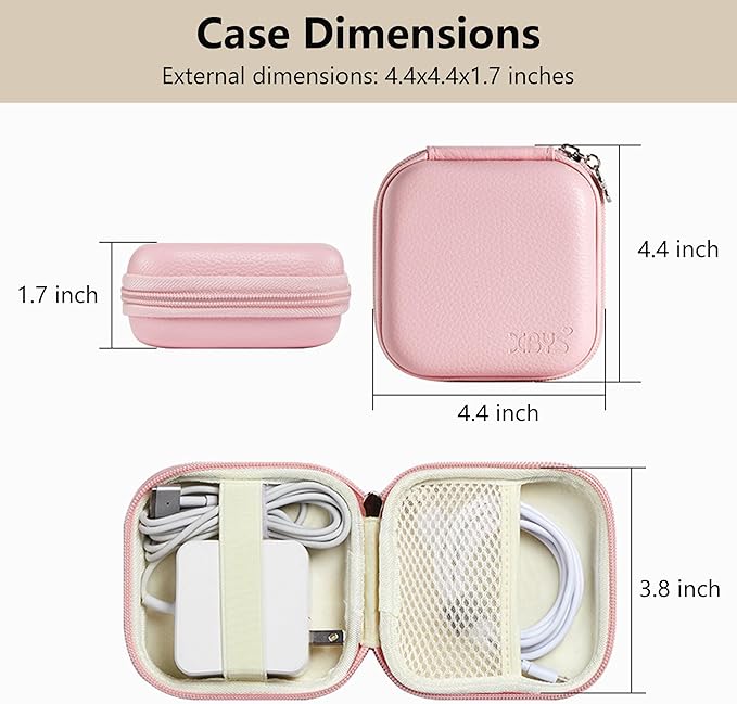 Portable Charger Case, Tech Pouch Travel Organizer, M, Pink | Hard Shell Electronic Storage for MacBook Power Adapter, Charging Cords, USB Drives, Power Bank Laptop Accessories - Image 2
