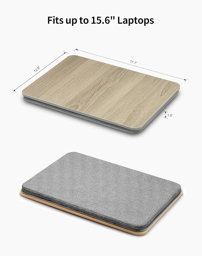 ZEAPTAC Portable Lap Laptop Desk with Pillow Cushion, Fits up to 15.6 inch Laptop, Lap Stand for Bed & Couch & Carpet, Book Tablet/Drawing Board/Computer Laptop Stand - Black Wood - Image 6
