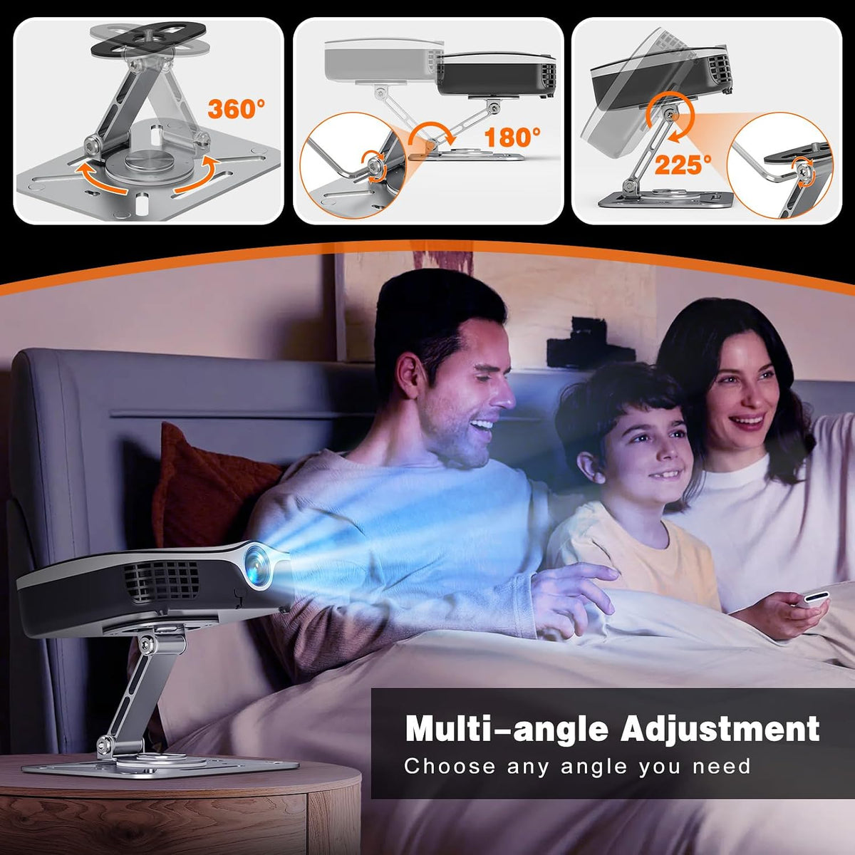 3-in-1 Mini Projector Mount, Wall and Ceiling Mount with 1/4-Inch Thread - Image 3