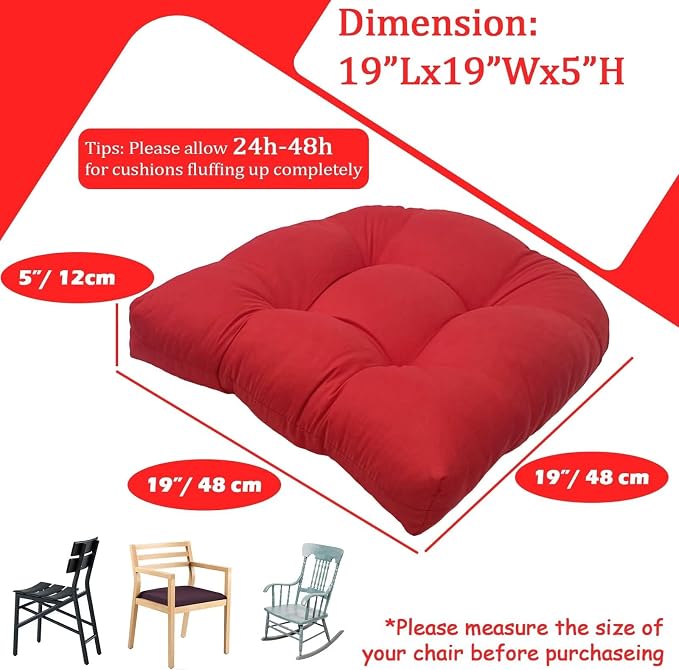 MTMR 2Pcs Outdoor Chair Cushions, Patio Furniture Seat Pads, Waterproof | 2Pcs , waterproof cover, PP cotton, u-shaped, no-fading, thick patio seat pads for outdoor wicker furniture in yard, 19x19x4 - Image 5