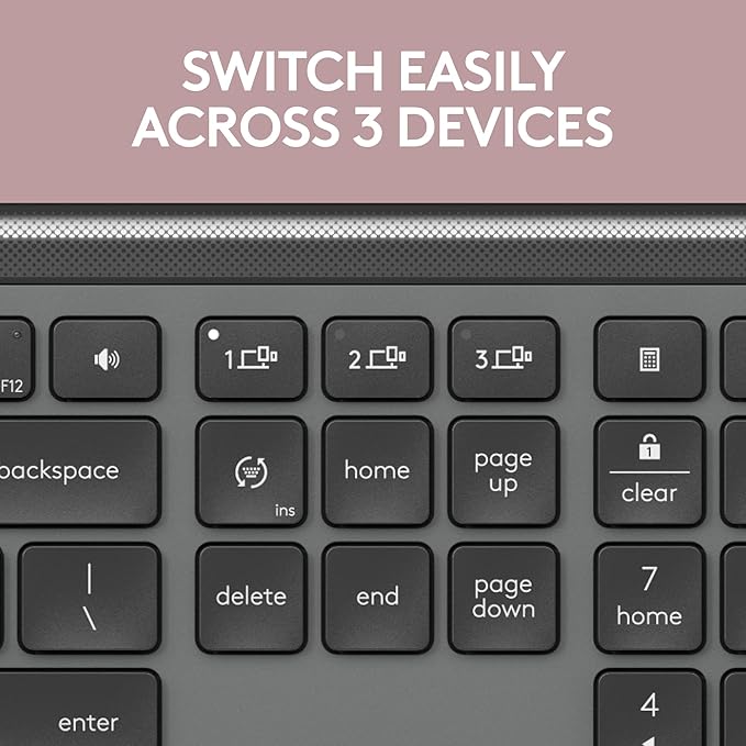 Logitech Signature Slim K950 Wireless Keyboard Sleek Design - Graphite | Sleek design, switch typing between devices, quiet typing, Multi-OS, Windows, Mac, Chrome - Image 3