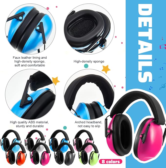 12 Pcs Kids Noise Cancelling Headphones Ear Muffs Classic Style | Ear Protection for Kids Adults 27dB Noise Reduction Hearing Earmuff for Autism Sensory Relief Concerts Fireworks Studying - Image 6