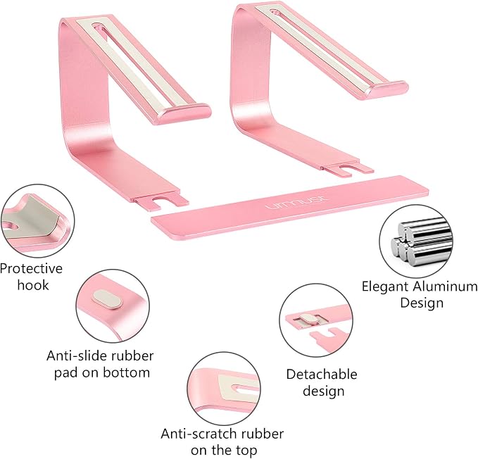 Laptop Stand for Desk, Pink, Up to 15.6" Laptop | Ergonomic Computer Stand Riser Holder for MacBook Air Pro, Dell, HP, Lenovo, Samsung, Alienware - Image 3