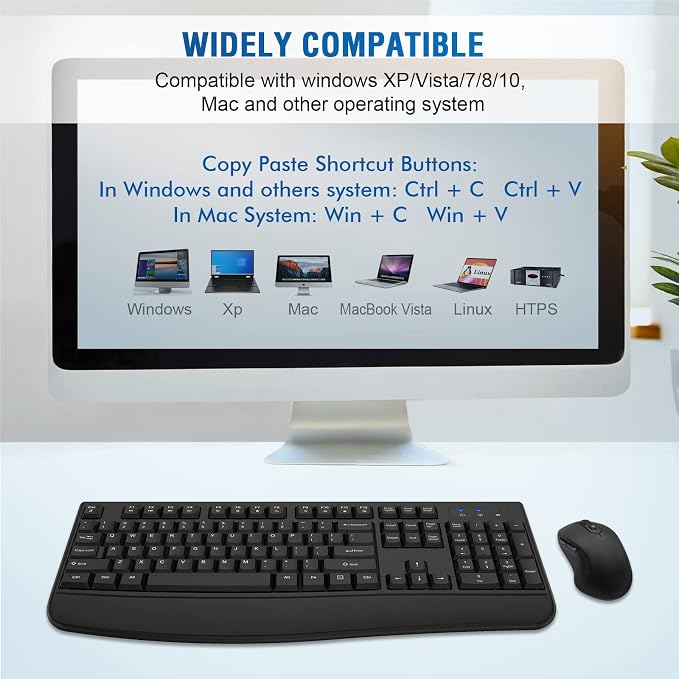 Wireless Keyboard and Mouse Combo, Full-Sized 2.4GHz Comfortable Palm Rest and Optical Wireless Mouse for Windows, Mac OS PC/Desktops/Computer/Laptops(2 Pack) - Image 7