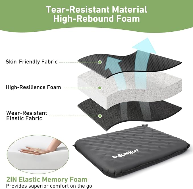 Inflatable Seat Cushion, 2 Pack Self Inflating Compact Stadium Seat Cushion | Airplane Bleacher Seat Cushion Comfortable & Portable Blow-Up High Density Foam Pad for Travel Outdoors Camping (Grey) - Image 6