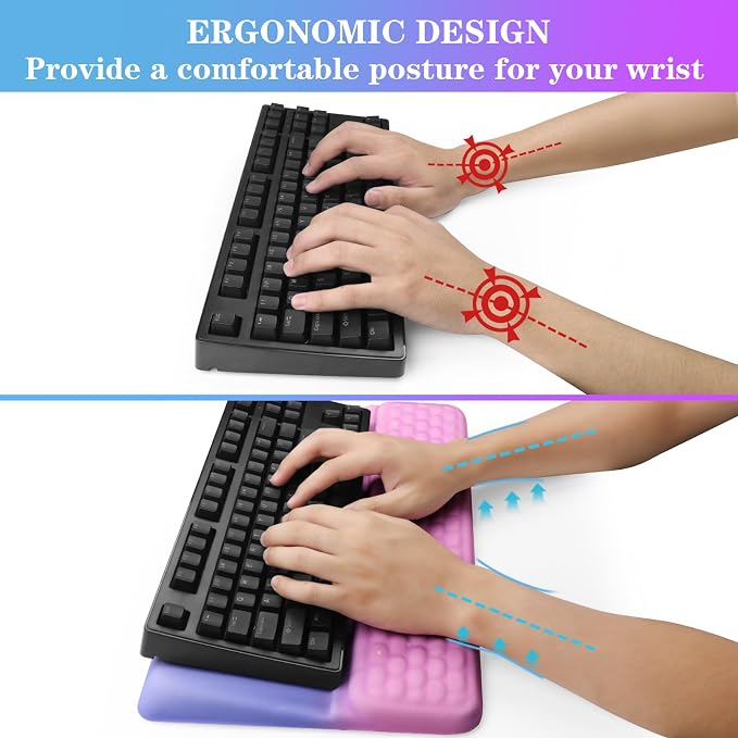 Computer Keyboard Stand with Wrist Rest, Ergonomic Tilted Keyboard Holder - Keyboard Riser with Wrist Pad - Keyboard Tray Support for Office Home - Starry Pink - Image 3