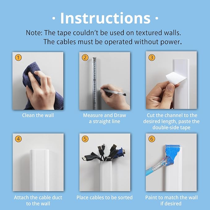 Cord Cover Wall 32in, TV Cord Hider for Wall Mounted TV, Large Cable Hider Kit for 3-6 Cords, Wire Management Raceway, White Wire Hider Concealer, 2 x L15.8in, W1.5in H0.75in - Image 7