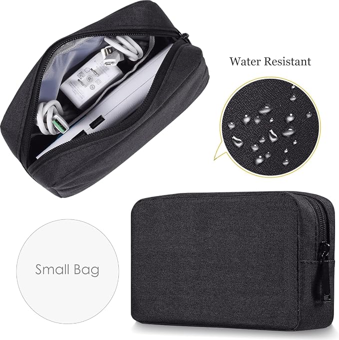 CAAORDKSO Electronics Accessories Case, Electronic Organizer Travel Cable Accessories Bag, Portable Waterproof Storage Bag for Hard Drive,Power Bank,Chargers,Mouse,Various Accessories(Small+Big-Black) - Image 4