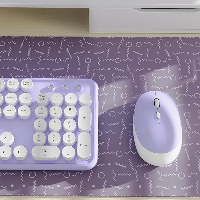 Colorful Wireless Keyboard and Mouse Combo Purple White | Full-Sized Office Keyboard with Typewriter Flexible Keys, 2.4GHz Dropout-Free Connection, Optical Mouse for PC Laptop - Image 4