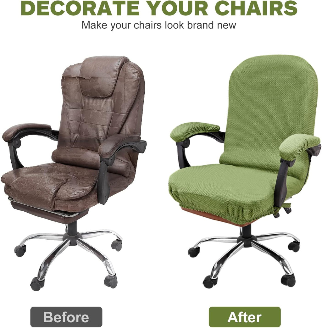 NeColorLife Office Chair Cover with Armrest Covers,Large,Green - Image 2