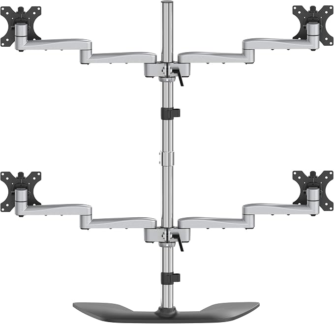 StarTech.com Desktop Quad Monitor Stand - Ergonomic VESA 4 Monitor Arm (2x2) up to 32" (17.6lb/8kg) - Free Standing Articulating Universal Pole Mount - Height Adjustable/Tilt/Swivel/Rotate (ARMQUADSS) | Ergonomic VESA 4 Monitor Arm (2x2) up to 32" (17.... - Image 2