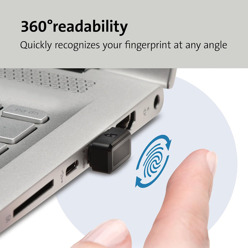 Kensington VeriMark Gen1 USB-A Fingerprint Key Reader - Windows Hello, Anti-Spoofing (K67977WW) - Image 5