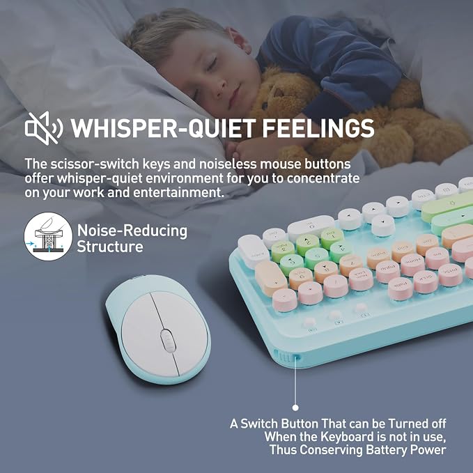 2.4GHz Wireless Keyboard and Mouse Set with Switch Button - Full-Size Keyboard - Compatible for Windows/Laptop/PC/Notebook/Smart TV and More - Green - Image 4