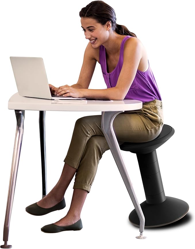 Storex Wiggle Stool – Active Flexible Seating for Classroom and Home Study, Adjustable 12-18 Inch Height, Black (00300U01C) - Image 11