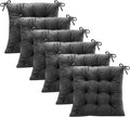 6 Pack Square Seat Cushion Chair Pads for Kitchen Dining Chairs, Soft Comfort Velvet Chair Mat Pillow Cushions with Ties for Office Desk Living Room Tatami 15.5", Dark Gray by MissSoul