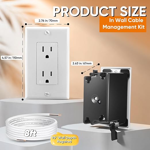in Wall Cable Management Kit with Recessed Outlet for Wall-Mounted TVs - Image 7