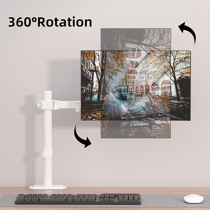 Monitor Mount Single Fully Adjustable Arm Monitor Arm Fits One Screen 13-32 inch 22lbs for Monitor Computer Screen 13 15 17 19 20 22 23 24 26 27 30 32 inch VESA 75 100, White(MD7421W) - Image 8