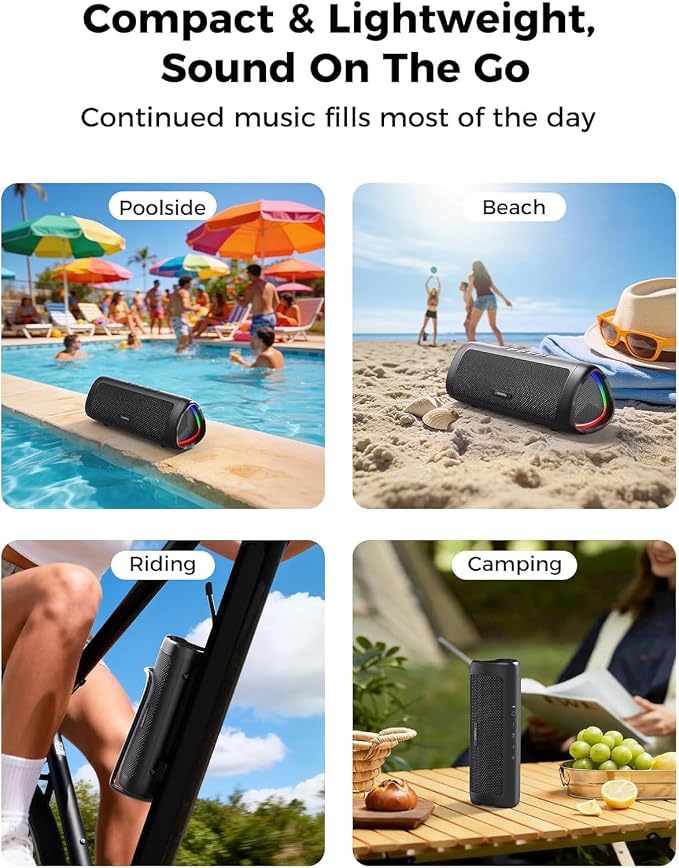 Bluetooth Speaker, 20W HD Sound, Portable Wireless, IPX5 Waterproof, Up to 24H Playtime, TWS Pairing, for Home/Party/Outdoor/Camping/Beach Essentials, Electronic Gadgets, Birthday Gift (Black) - Image 7
