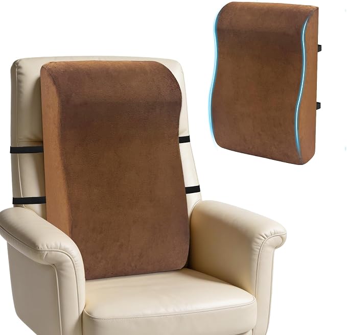 Recliner Neck and Lumbar Support Pillow, 2 in 1 Ergonomic Foam Cushion with Anti-Slip Backing & Adjustable Straps for Chair, Sofa, or Glider by Unknown