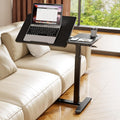 Overbed Table with Wheels, Pneumatic Lift, Foldable Top (Black) by Hovadova